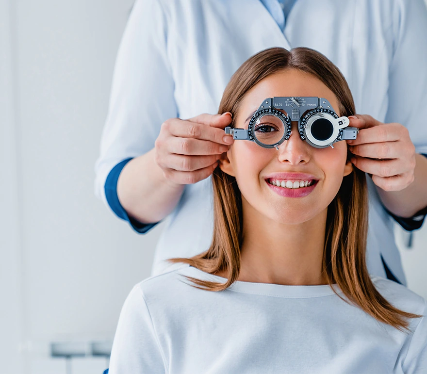 Ophthalmologist checking vision